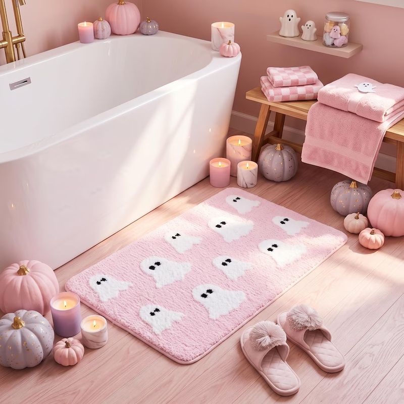 Aquarium Zombie - VIKAMA Sevimli Pembe Hayalet Banyo Paspas