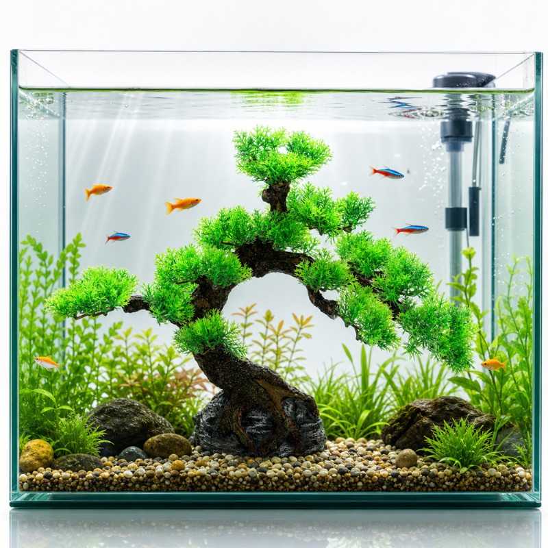 Reçine Çam Ağacı, Yapay Su Çim - Planted Aquarium Aquascape incelemesi ve fiyatı